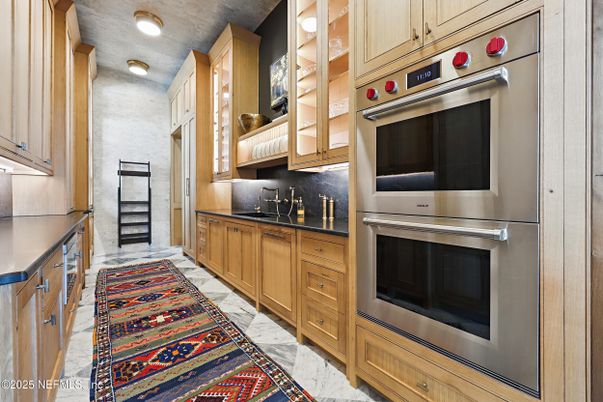 Interior, Kitchen, Marble, Recessed Lighting, Stainless Steel Appliances