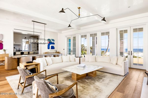 Interior, Kitchen, Living room, Pendant Lights, Water, Wood Texture Flooring