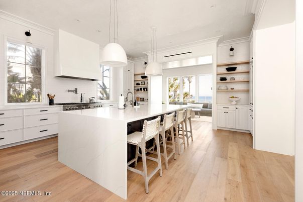 Interior, Kitchen, Pendant Lights, Recessed Lighting, Wood Texture Flooring