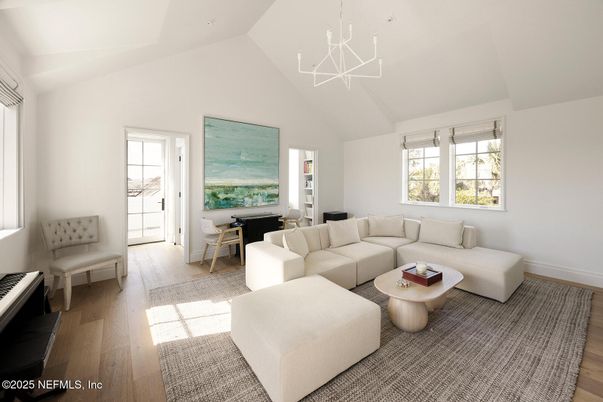 Dining room, Interior, Living room, Pendant Lights, Wood Texture Flooring