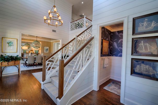 Chandelier, Dining room, Interior, Recessed Lighting, Wood Texture Flooring