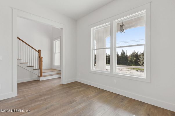 Empty room, Interior, Pendant Lights, Wood Texture Flooring