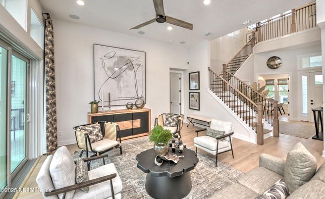 Interior, Living room, Recessed Lighting, Wood Texture Flooring
