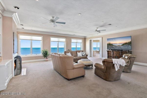 Fireplace, Interior, Living room, Recessed Lighting, Water