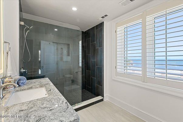 Bathroom, Glass Shower, Interior, Recessed Lighting