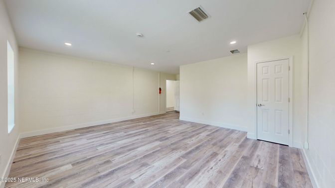 Empty room, Interior, Recessed Lighting, Wood Texture Flooring