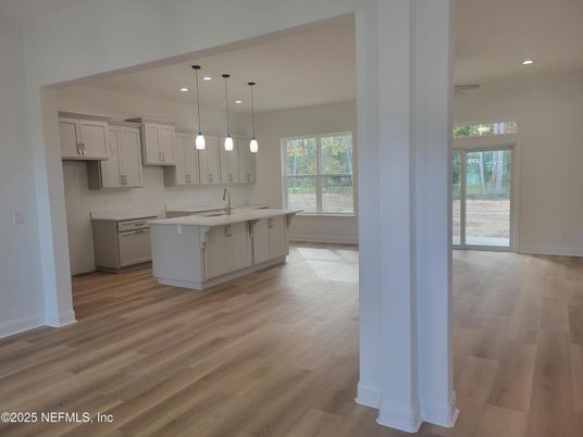 Interior, Kitchen, Pendant Lights, Recessed Lighting, Wood Texture Flooring