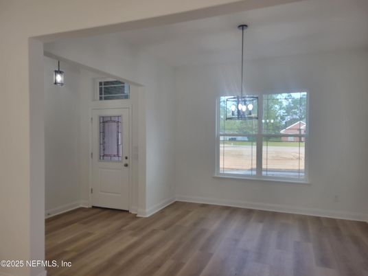 Empty room, Interior, Pendant Lights, Wood Texture Flooring