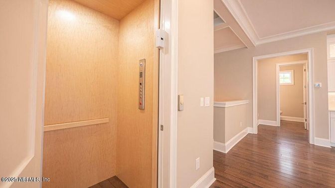 Elevator, Interior, Wooden Ceilings, Wood Texture Flooring, Wooden Walls