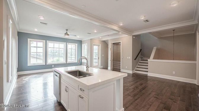 Interior, Kitchen, Recessed Lighting, Wood Texture Flooring