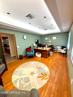 Home Office, Interior, Recessed Lighting, Wood Texture Flooring