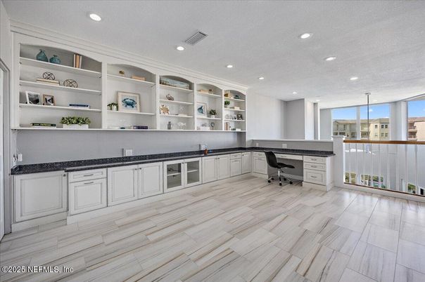 Home Office, Interior, Recessed Lighting, Wood Texture Flooring