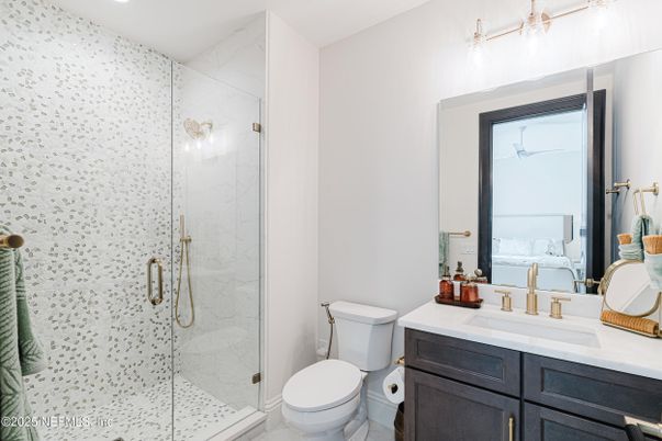 Bathroom, Bedroom, Glass Shower, Interior, Marble Walls, Recessed Lighting