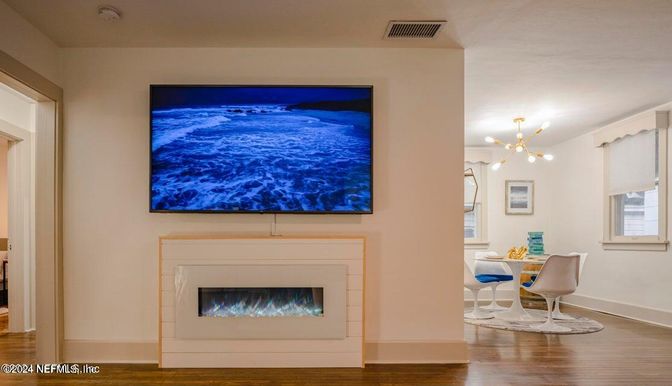 Fireplace, Interior, Wood Texture Flooring