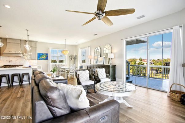 Dining room, Interior, Kitchen, Living room, Pendant Lights, Recessed Lighting, Wood Texture Flooring