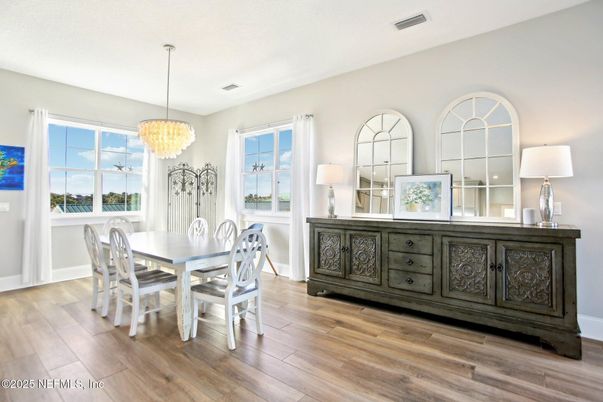 Chandelier, Dining room, Interior, Wood Texture Flooring