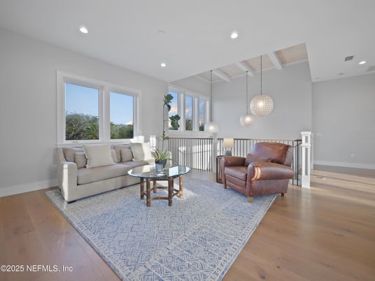 Interior, Living room, Pendant Lights, Recessed Lighting, Wood Texture Flooring