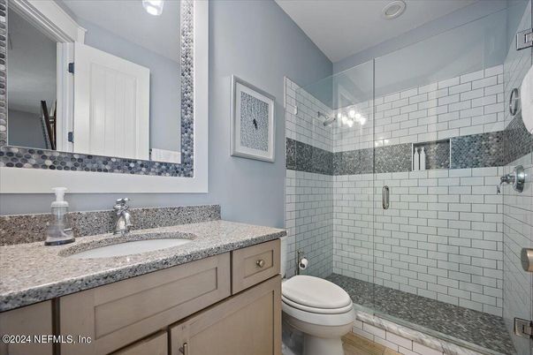 Bathroom, Glass Shower, Interior, Recessed Lighting