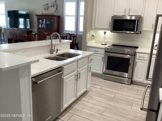 Interior, Kitchen, Stainless Steel Appliances, Wood Texture Flooring
