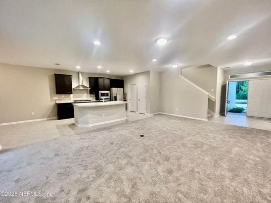Empty room, Interior, Kitchen, Recessed Lighting, Stainless Steel Appliances