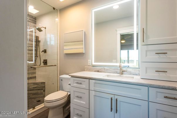Bathroom, Glass Shower, Interior, Recessed Lighting