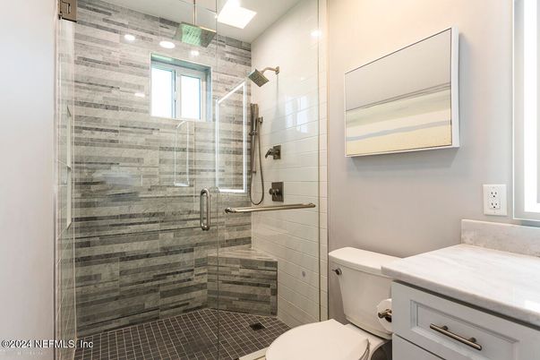 Bathroom, Glass Shower, Interior, Recessed Lighting