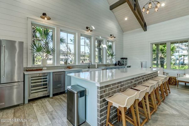 Interior, Kitchen, Stainless Steel Appliances, Wooden Beams, Wooden Ceilings, Wood Texture Flooring