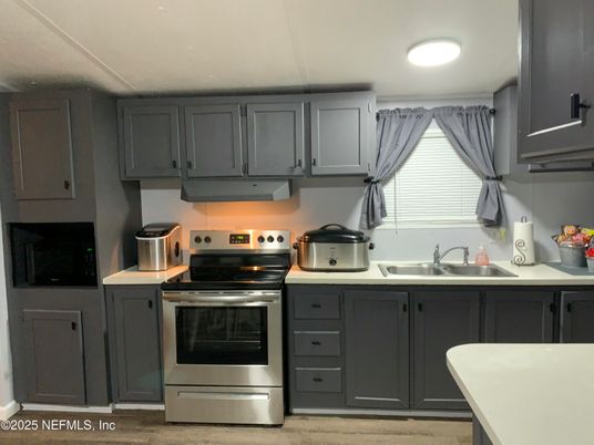 Interior, Kitchen, Stainless Steel Appliances, Wood Texture Flooring