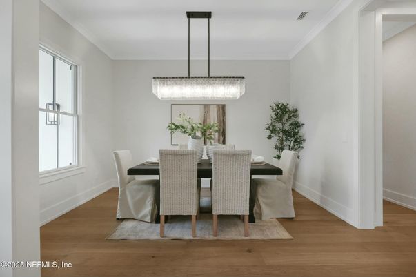 Chandelier, Dining room, Interior, Pendant Lights, Wood Texture Flooring