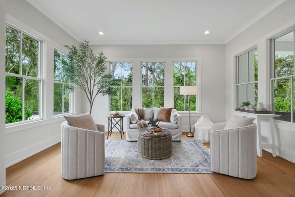 Interior, Living room, Recessed Lighting, Wood Texture Flooring
