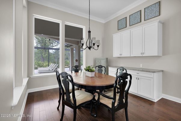 Chandelier, Dining room, Interior, Wood Texture Flooring