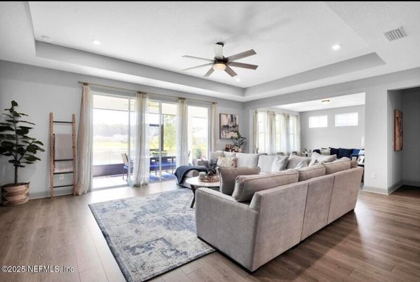 Interior, Living room, Recessed Lighting, Wood Texture Flooring