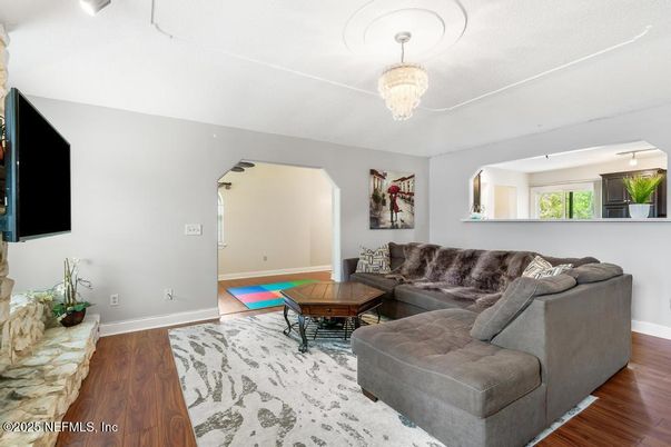 Chandelier, Interior, Living room, Wood Texture Flooring