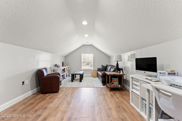 Home Office, Interior, Recessed Lighting, Wood Texture Flooring