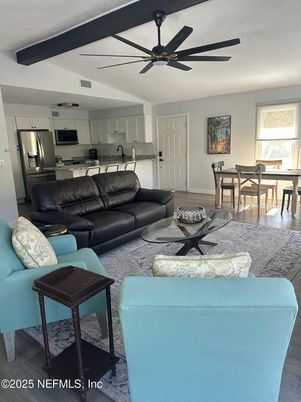 Dining room, Interior, Kitchen, Living room, Stainless Steel Appliances, Wood Texture Flooring