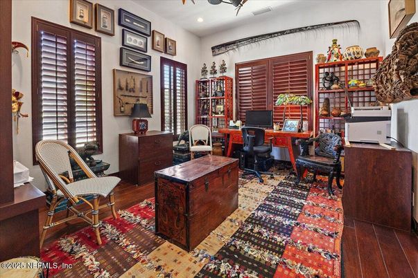 Home Office, Interior, Recessed Lighting, Wood Texture Flooring