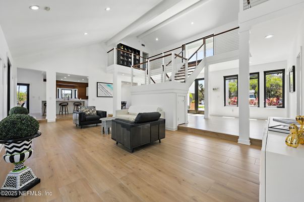 Interior, Living room, Recessed Lighting, Wood Texture Flooring