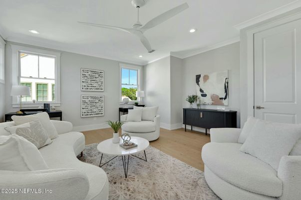 Interior, Living room, Recessed Lighting, Wood Texture Flooring