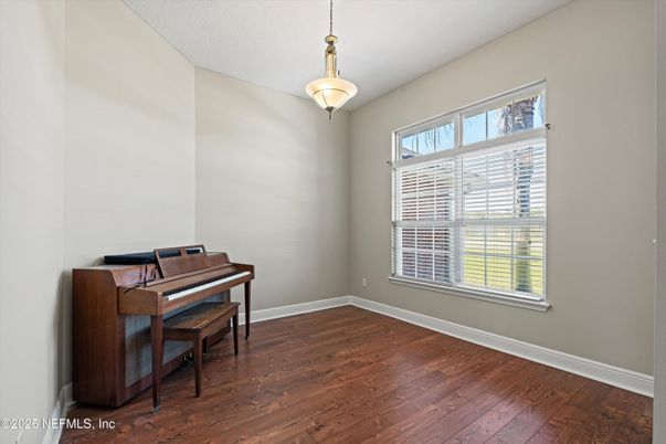 Interior, Pendant Lights, Piano, Wood Texture Flooring