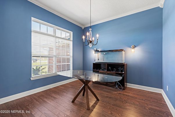 Chandelier, Home Office, Interior, Wood Texture Flooring