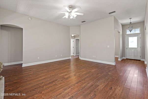 Empty room, Interior, Pendant Lights, Wood Texture Flooring