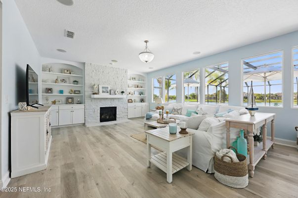 Chandelier, Fireplace, Interior, Living room, Wood Texture Flooring