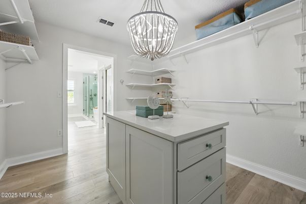 Bathroom, Chandelier, Interior, Wood Texture Flooring