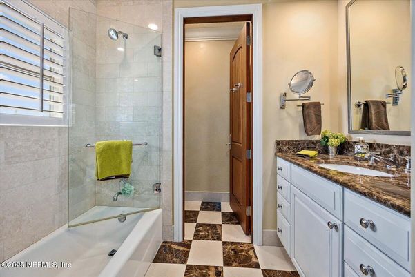 Bathroom, Dual Sink Vanities, Glass Shower, Interior, Recessed Lighting
