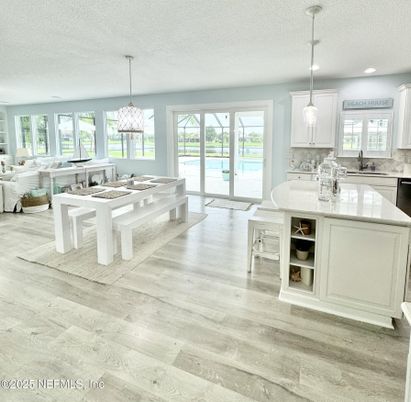 Dining room, Interior, Kitchen, Living room, Pendant Lights, Recessed Lighting, Wood Texture Flooring