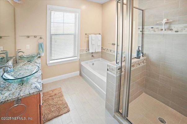Bathroom, Glass Shower, Interior, Wood Texture Flooring