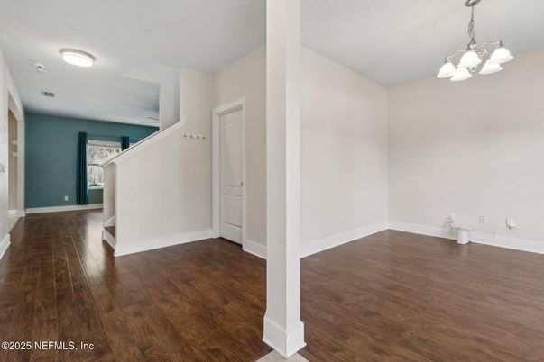 Chandelier, Empty room, Interior, Wood Texture Flooring
