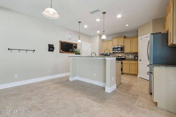 Interior, Kitchen, Pendant Lights, Recessed Lighting, Stainless Steel Appliances