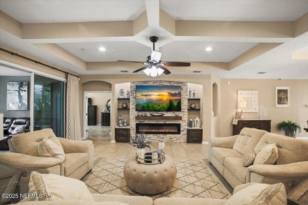 Fireplace, Interior, Living room, Recessed Lighting