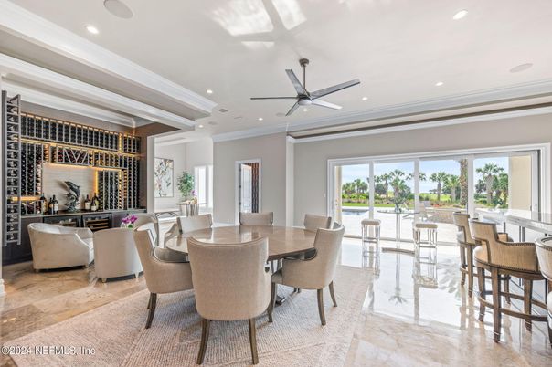 Dining room, Interior, Living room, Recessed Lighting, Wine Storage